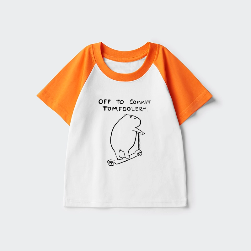 Tokyo-Tiger Capybara Is Ready To Do Something Bad Kids Raglan T-shirt