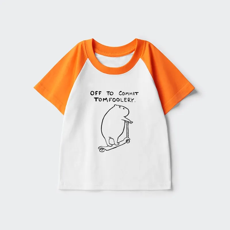Tokyo-Tiger Capybara Is Ready To Do Something Bad Kids Raglan T-shirt