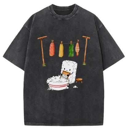 Tokyo-Tiger Sushi Washing Clothes Washed T-Shirt