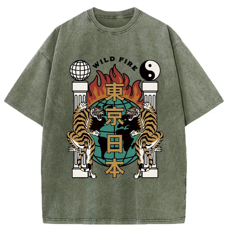 Tokyo-Tiger Terrifying TokyoTiger Washed T-Shirt