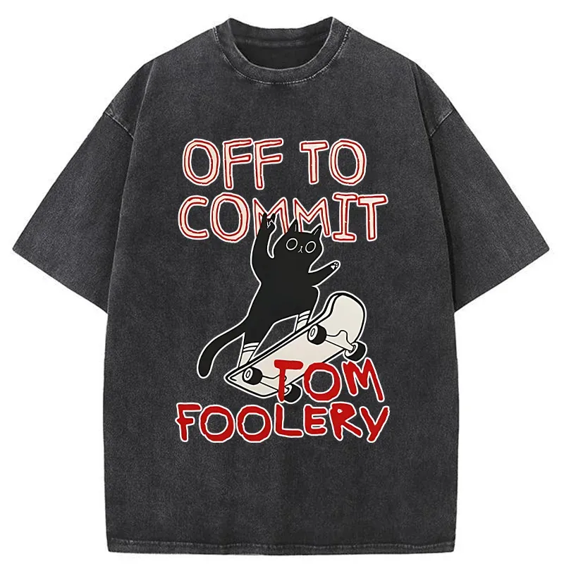 Tokyo-Tiger Cat Went To Do Bad Things Washed T-Shirt Sale