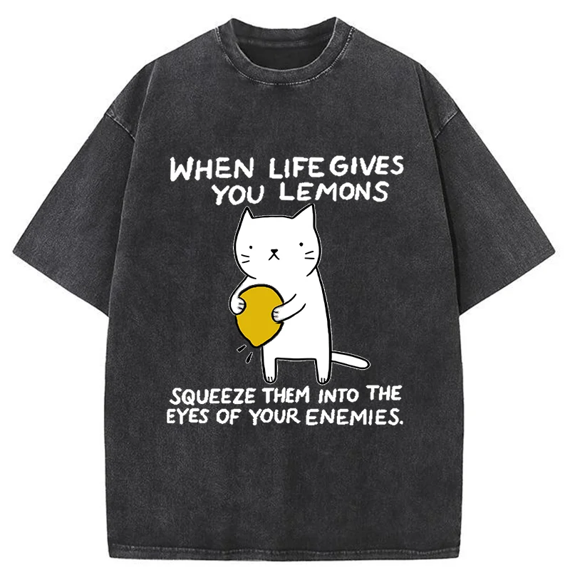 Tokyo-Tiger Attack The Enemy With Lemon Juice Washed T-Shirt