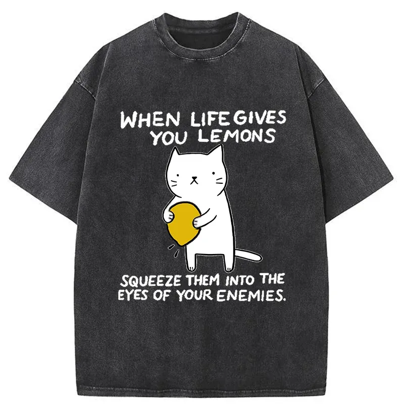 Tokyo-Tiger Attack The Enemy With Lemon Juice Washed T-Shirt