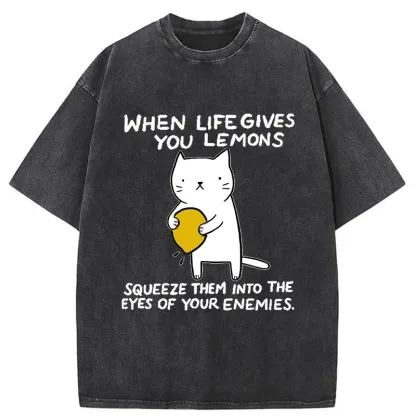 Tokyo-Tiger Attack The Enemy With Lemon Juice Washed T-Shirt