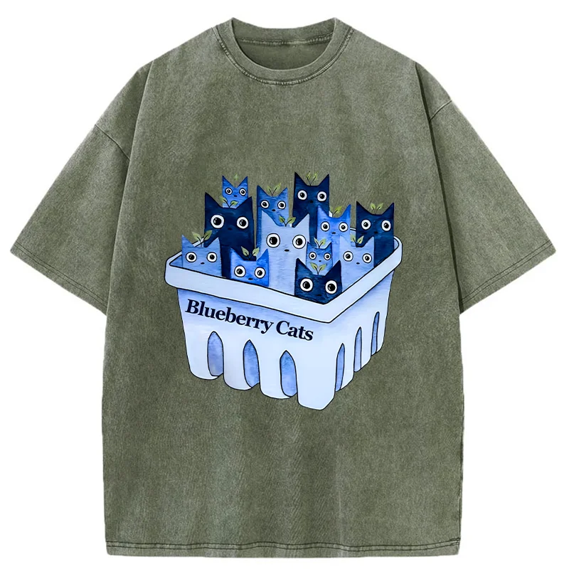 Tokyo-Tiger Blueberry Cats Washed T-Shirt