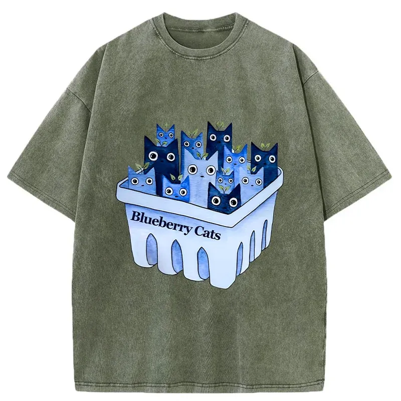 Tokyo-Tiger Blueberry Cats Washed T-Shirt