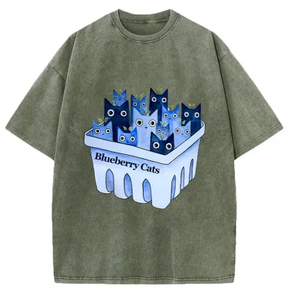 Tokyo-Tiger Blueberry Cats Washed T-Shirt