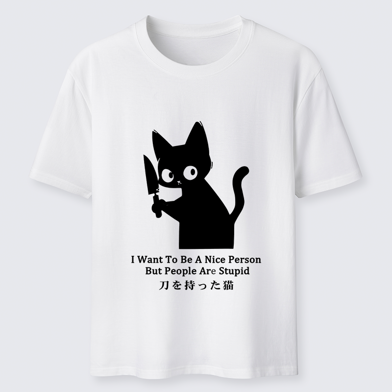 Tokyo-Tiger Black Cat With A Knife Japan Classic T-Shirt