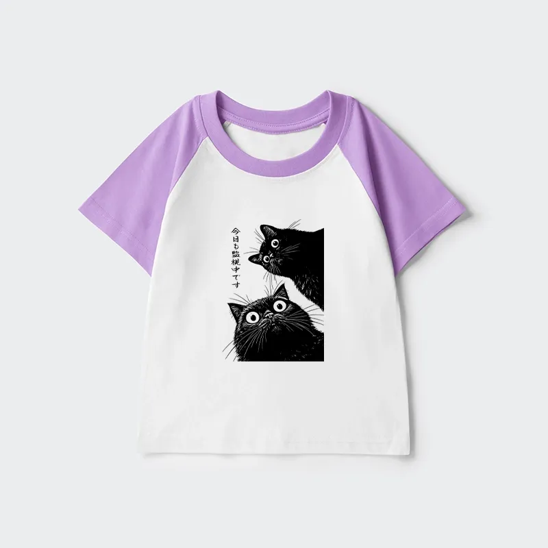 Tokyo-Tiger The Cat Is Watching Today Kids Raglan T-shirt