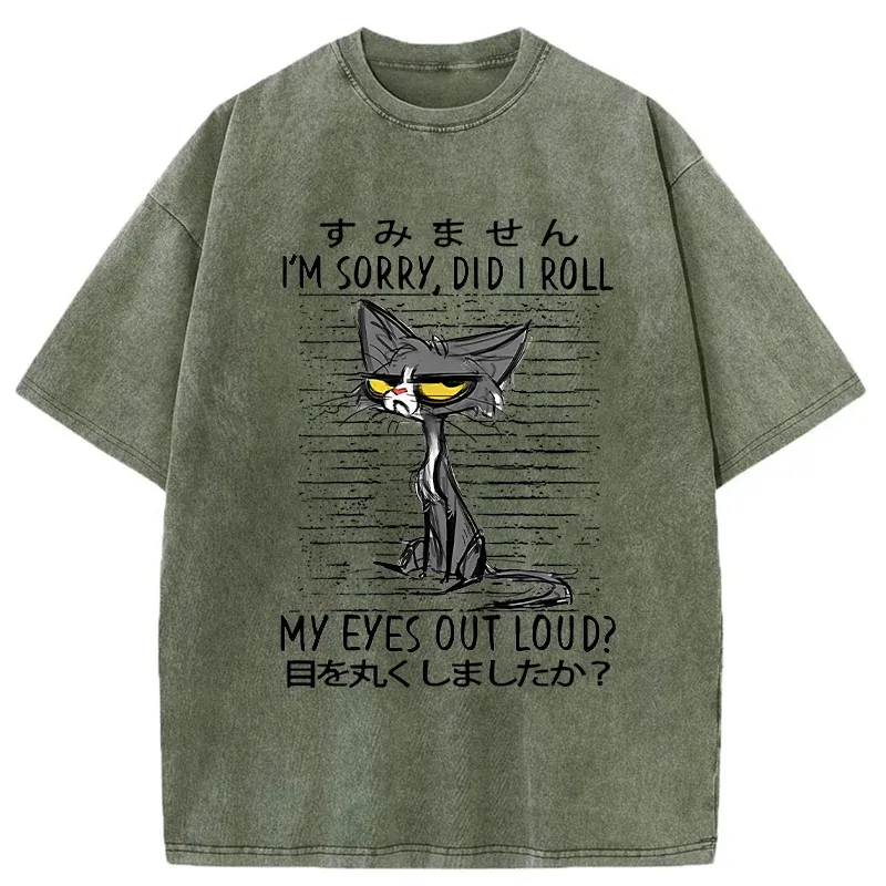 Tokyo-Tiger Arrogant Black And White Cat Washed T-Shirt