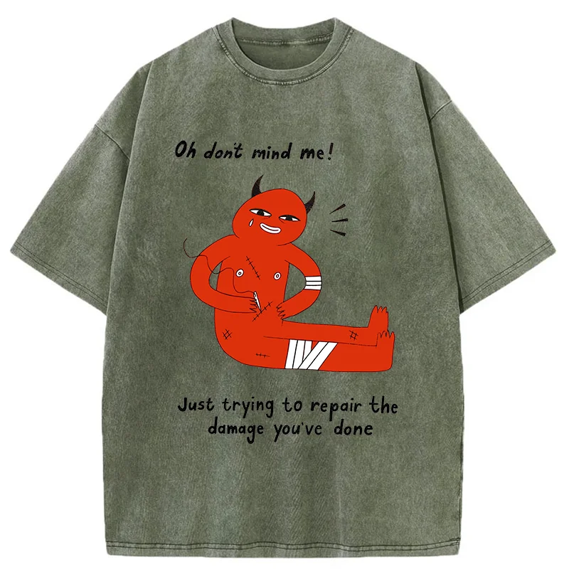 Tokyo-Tiger Healing Emotional Trauma Funny Washed T-Shirt