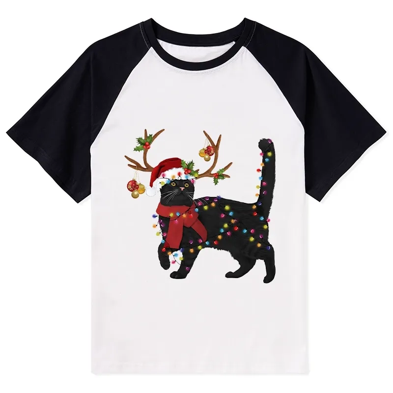 Tokyo-Tiger Christmas Black Cat Raglan T-shirt