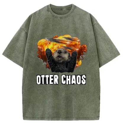 Tokyo-Tiger Utter Chaos Funny Washed T-Shirt