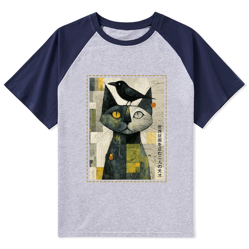 Tokyo-Tiger The Cat And The Crow Are Planning To Rule The World Raglan T-shirt