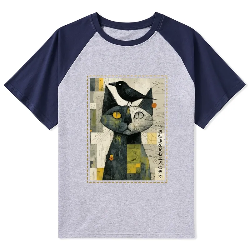 Tokyo-Tiger The Cat And The Crow Are Planning To Rule The World Raglan T-shirt