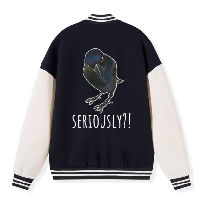 Tokyo-Tiger Raven's Question Embroidery Varsity Jacket