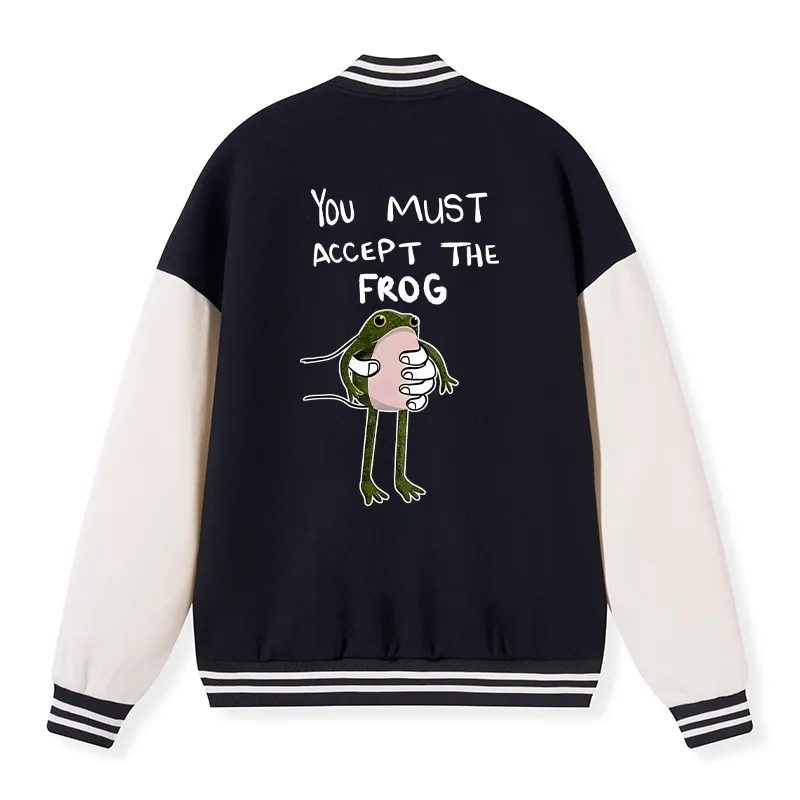 Tokyo-Tiger Accept This Frog Embroidery Varsity Jacket