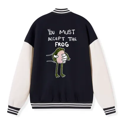 Tokyo-Tiger Accept This Frog Embroidery Varsity Jacket