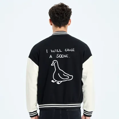 Tokyo-Tiger Stupid Goose Funny Japan Retro Embroidery Varsity Jacket