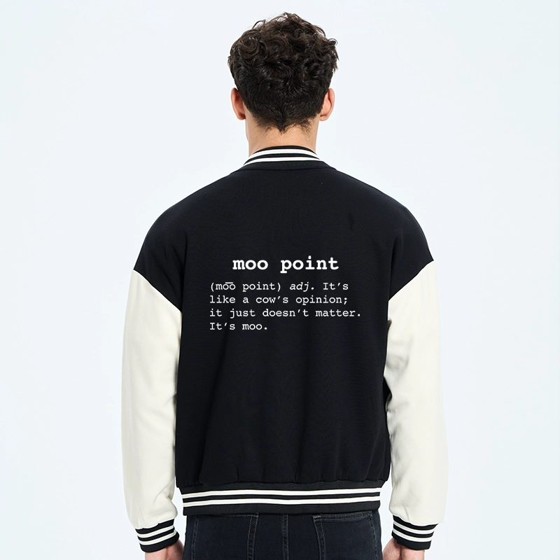 Tokyo-Tiger Moo Point Embroidery Varsity Jacket