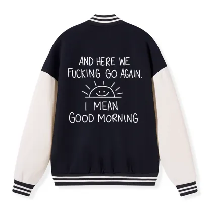 Tokyo-Tiger Different Meanings Of "Good Morning" Embroidery Varsity Jacket
