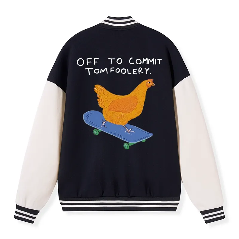 Tokyo-Tiger Chicken Was About To Do Something Bad Embroidery Varsity Jacket