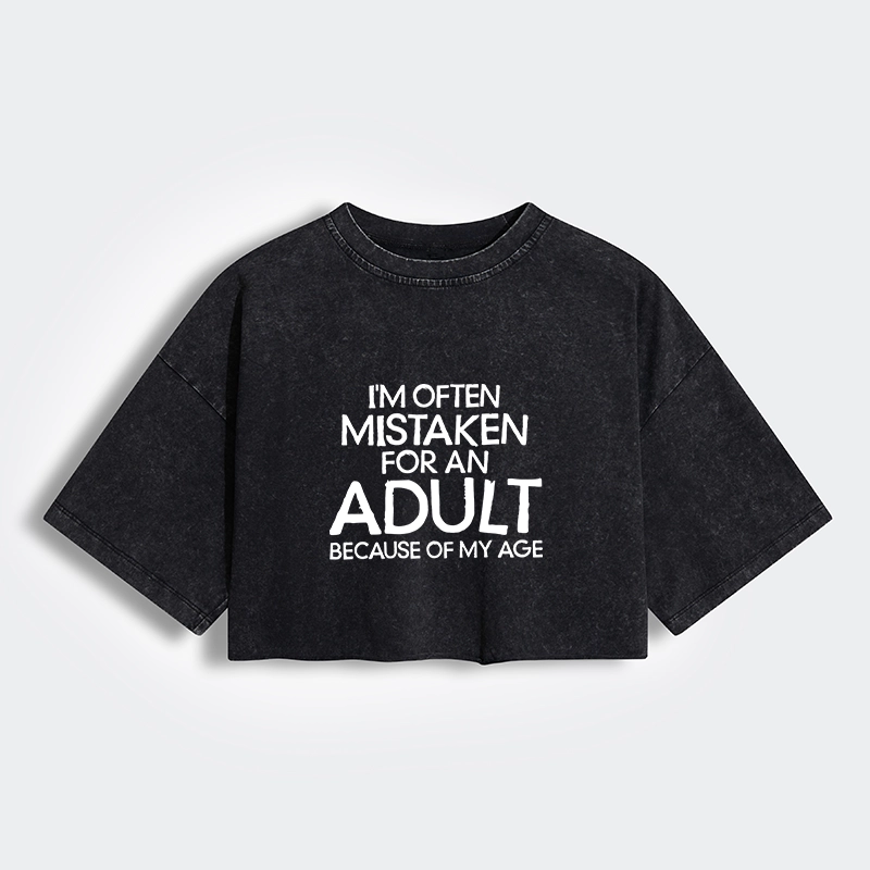 Tokyo-Tiger Old In Age But Young At Heart Women's Washed Crop T-Shirt