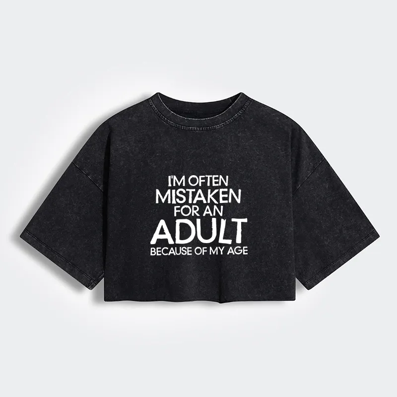 Tokyo-Tiger Old In Age But Young At Heart Women's Washed Crop T-Shirt