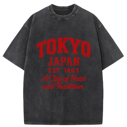 Tokyo-Tiger Tokyo Japan Retro Washed T-Shirt