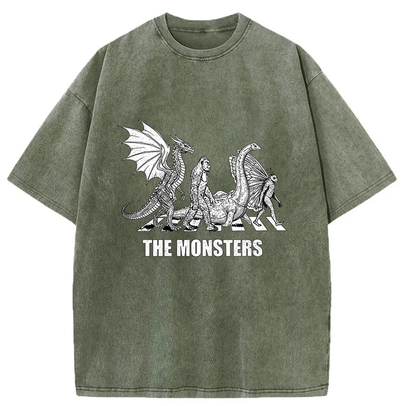 Tokyo-Tiger Monsters Crossing The Road Washed T-Shirt