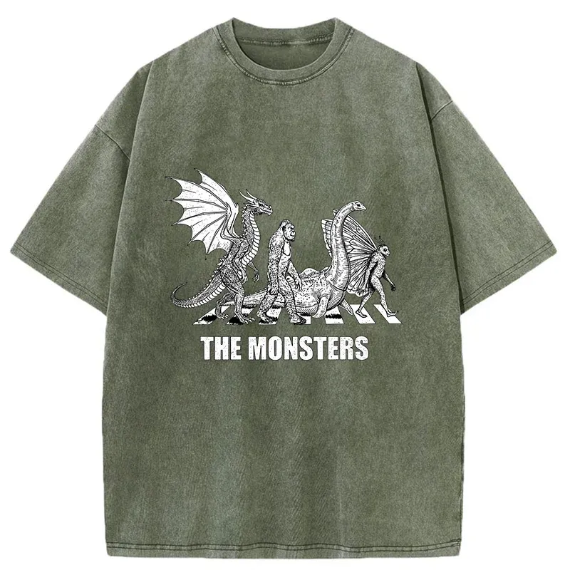 Tokyo-Tiger Monsters Crossing The Road Washed T-Shirt