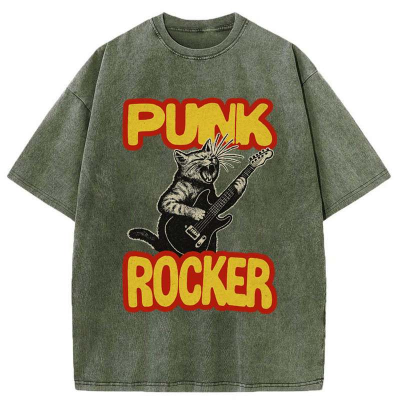 Tokyo-Tiger Punk Rock Kitty Washed T-Shirt