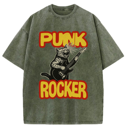 Tokyo-Tiger Punk Rock Kitty Washed T-Shirt