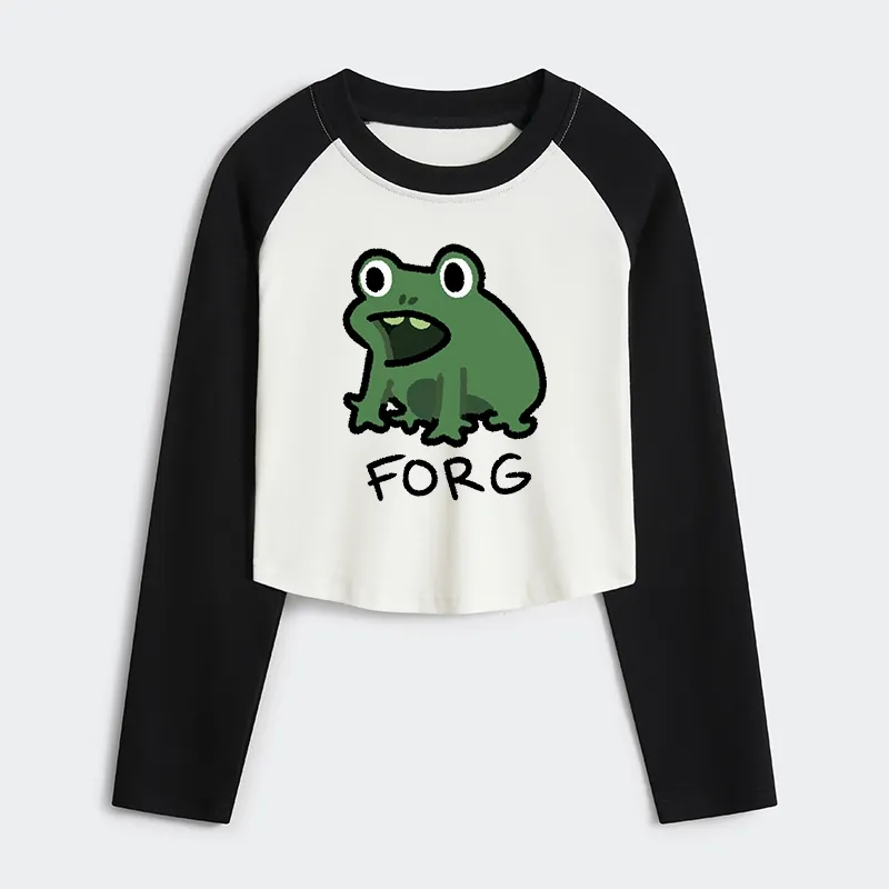 Tokyo-Tiger Funny Forg Japan Women's Crop Raglan T-Shirt