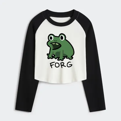 Tokyo-Tiger Funny Forg Japan Women's Crop Raglan T-Shirt