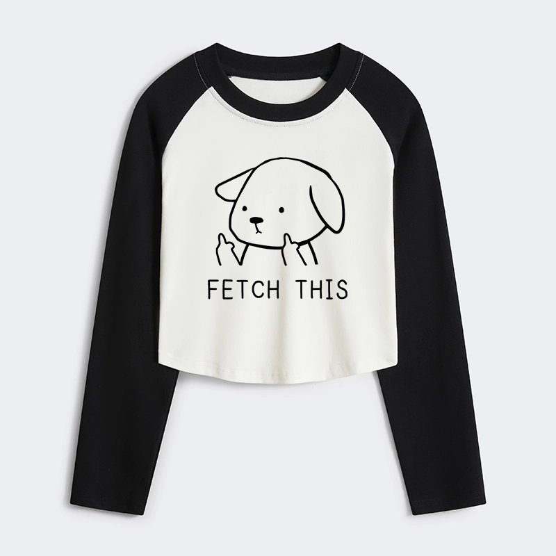 Tokyo-Tiger Fetch This Dog Women's Crop Raglan T-Shirt