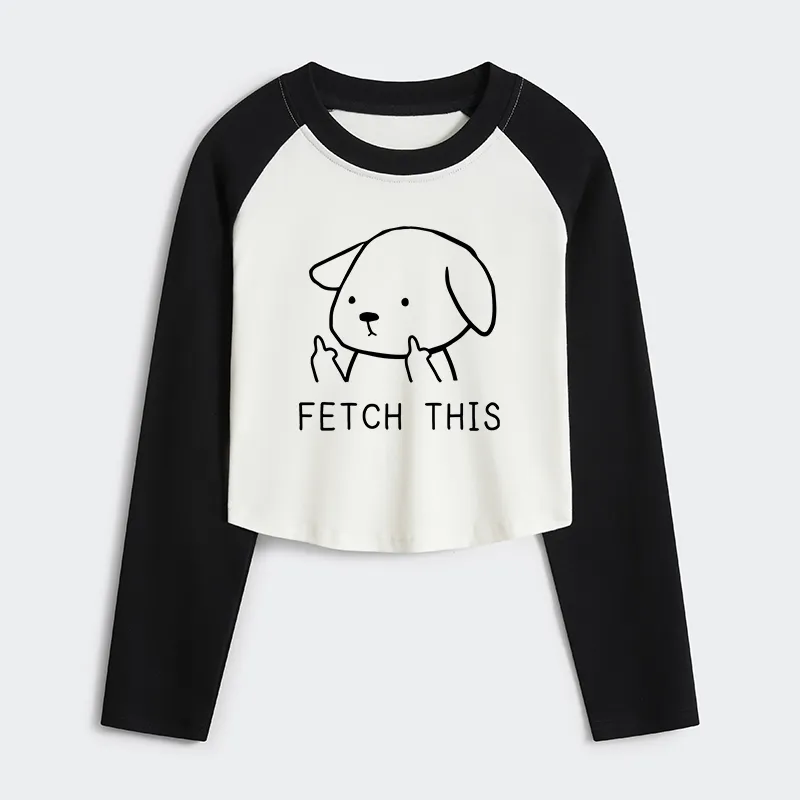 Tokyo-Tiger Fetch This Dog Women's Crop Raglan T-Shirt