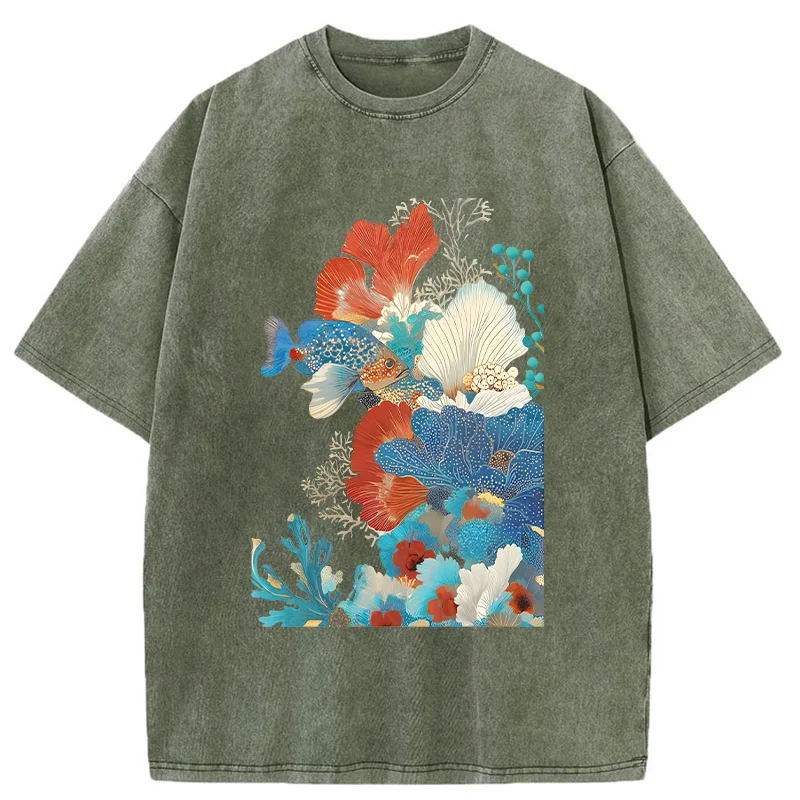 Tokyo-Tiger Underwater Corals Washed T-Shirt