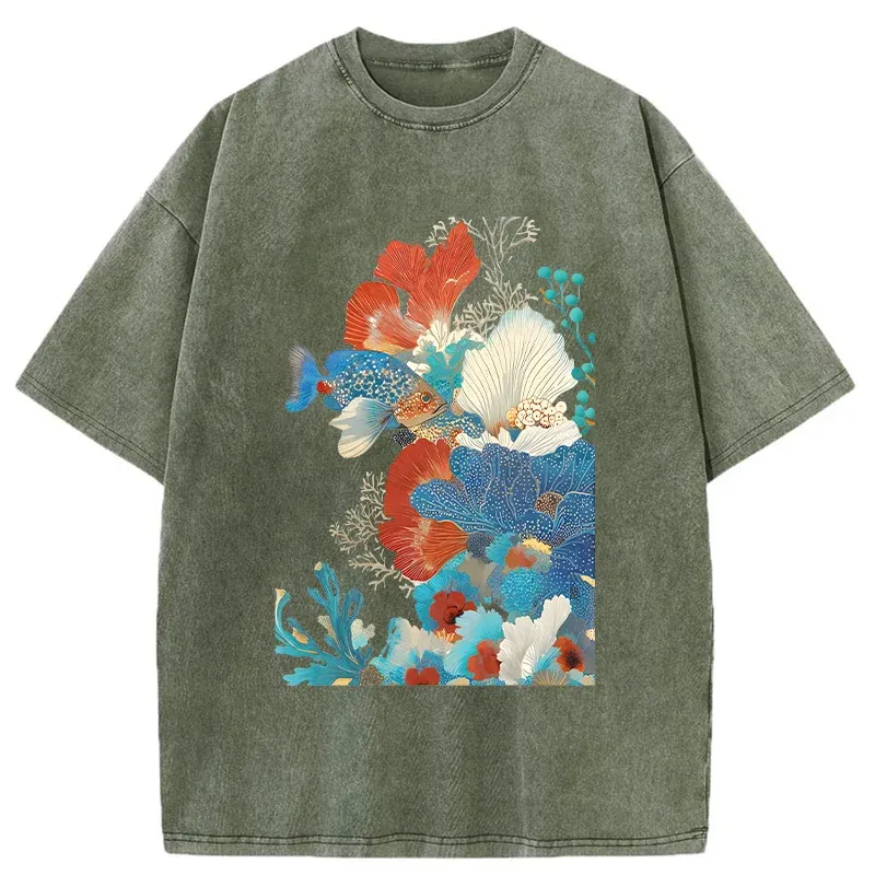 Tokyo-Tiger Underwater Corals Washed T-Shirt