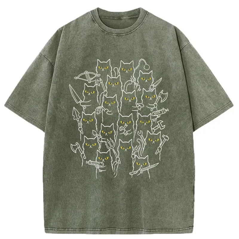 Tokyo-Tiger Various Branches Of The Cat Army Washed T-Shirt
