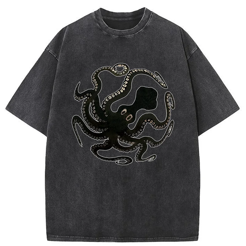 Tokyo-Tiger Octopus Surrounds Washed T-Shirt