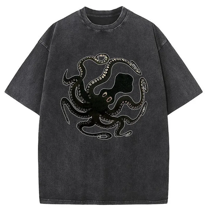 Tokyo-Tiger Octopus Surrounds Washed T-Shirt