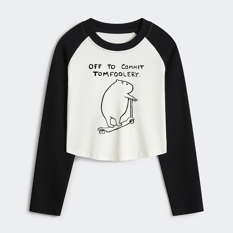Tokyo-Tiger Capybara Is Ready To Do Something Bad Women's Crop Raglan T-Shirt