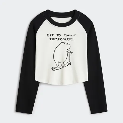 Tokyo-Tiger Capybara Is Ready To Do Something Bad Women's Crop Raglan T-Shirt