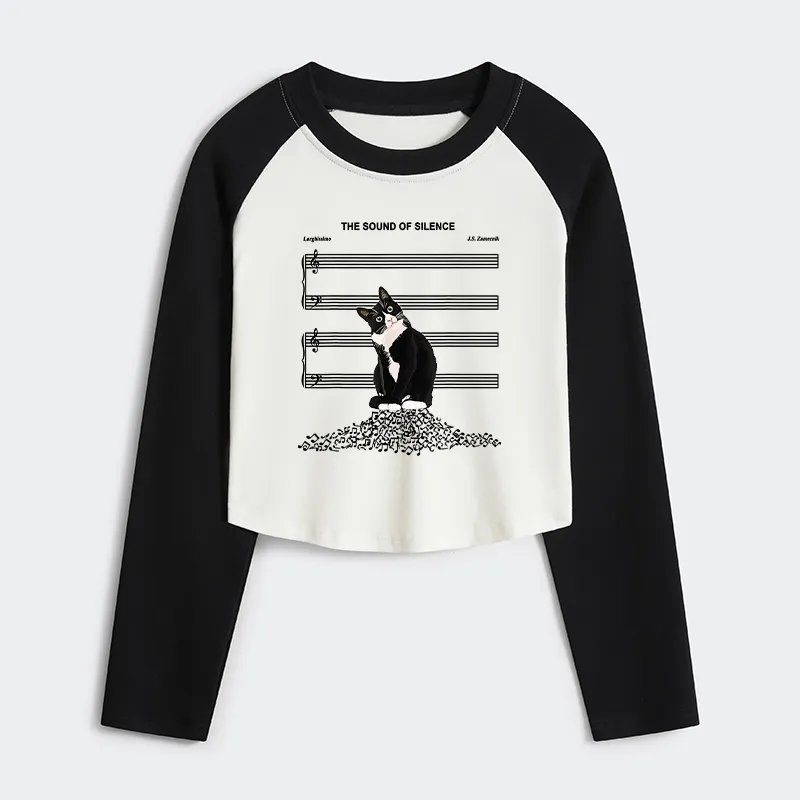 Tokyo-Tiger The Sound Of Silence Women's Crop Raglan T-Shirt