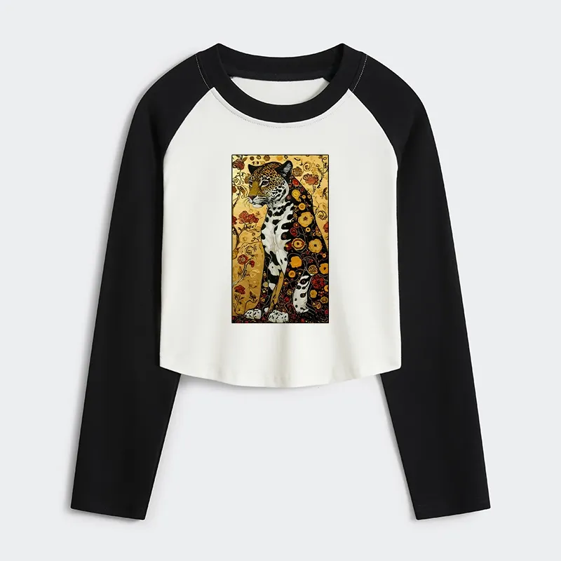 Tokyo-Tiger Magnificent Leopard Women's Crop Raglan T-Shirt