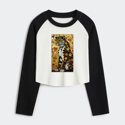 Tokyo-Tiger Magnificent Leopard Women's Crop Raglan T-Shirt