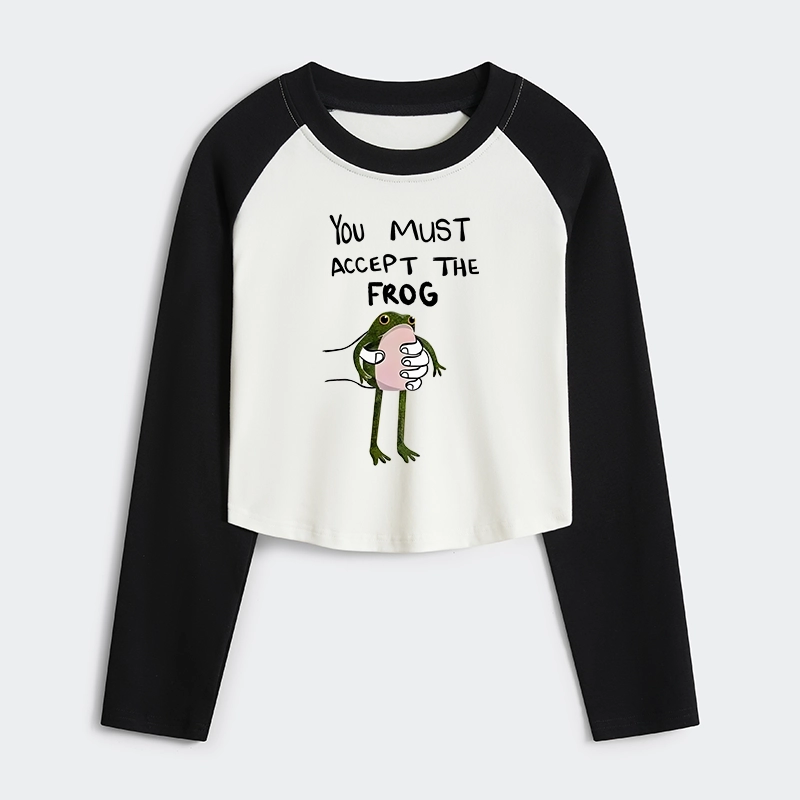 Tokyo-Tiger Accept This Frog Women's Crop Raglan T-Shirt