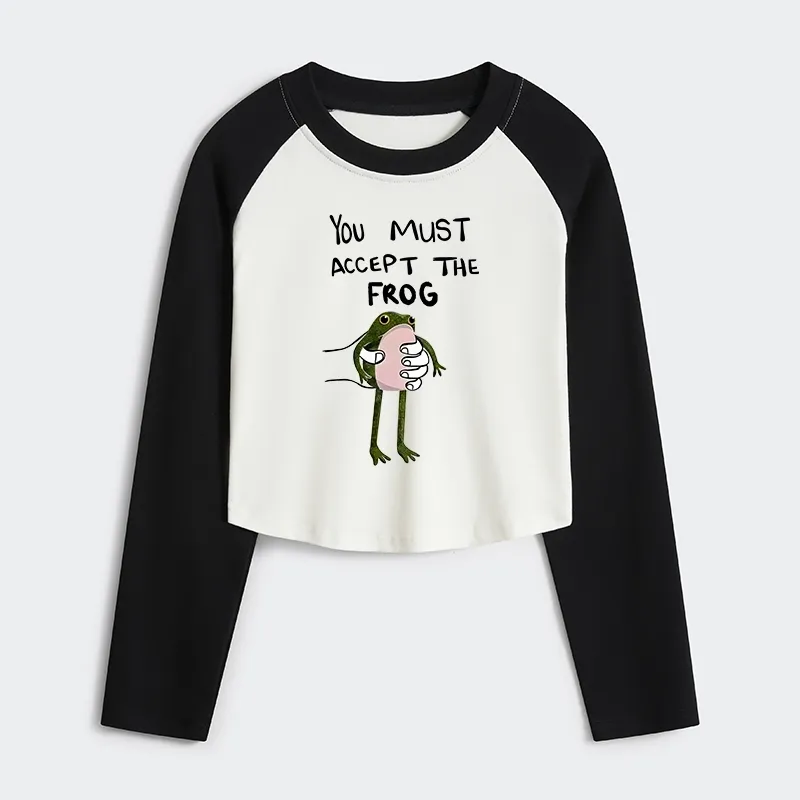 Tokyo-Tiger Accept This Frog Women's Crop Raglan T-Shirt
