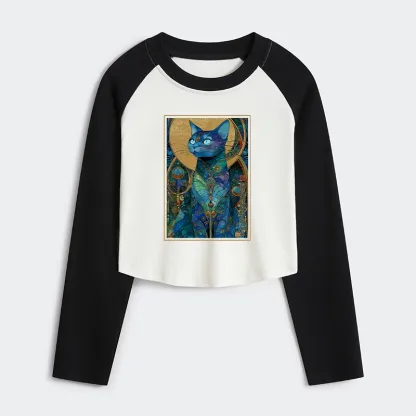Tokyo-Tiger The Cat’s Plan To Rule Them All Women's Crop Raglan T-Shirt